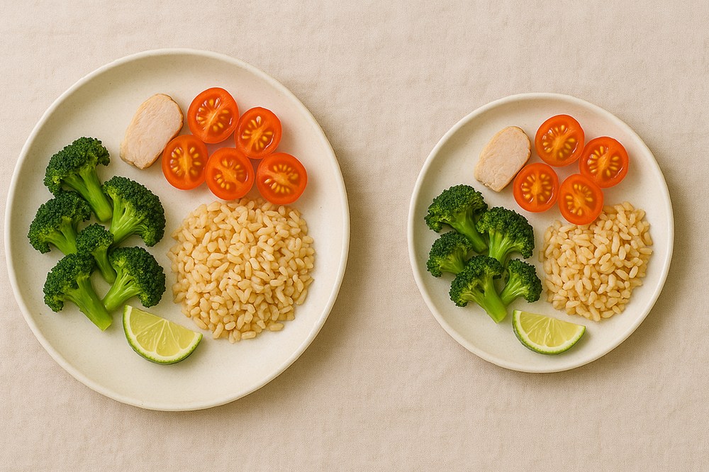Using a smaller plate to reduce food waste