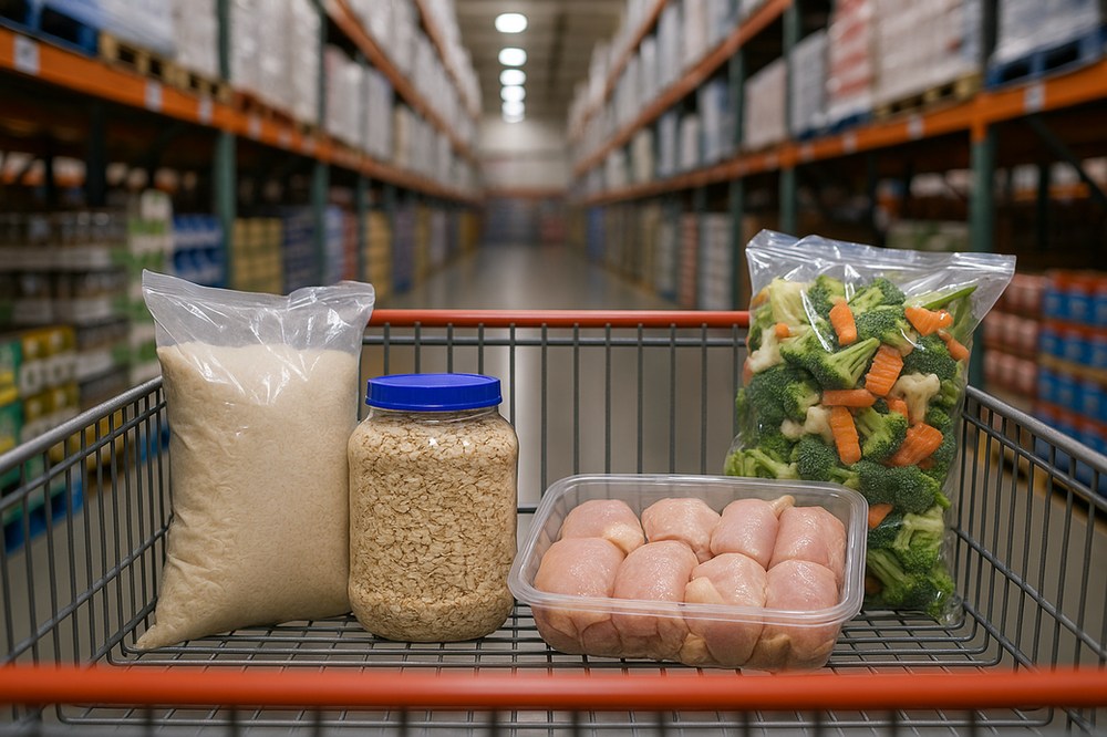 Buying bulk staples at a warehouse store when they will be used fully